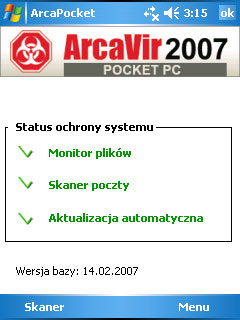 Oprogramowanie Antywirusowe ArcaVir dla PocketPC